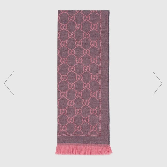 GG Womens Wool Scarf Graphite/Pink - NEW WITH TAGS - Picture 1 of 7